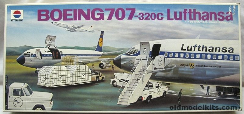 Nitto 1/100 Boeing 707 Air Force One 707-32B (VC-137) - Presidential Aircraft / Lufthansa / Lufthansa Cargo / Luftwaffe - With Clear Engine and Fuselage Panels / Tractor / Boarding Stairs / Cargo Lift / Cargo, 429-1500 plastic model kit